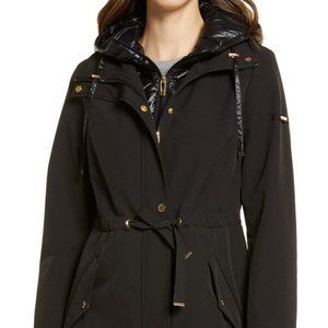 Via Spiga Water Repellent Coat with Quilted Hooded Liner